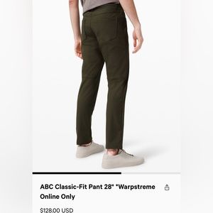 Lululemon ABC Pant- Dark Olive- 30x28